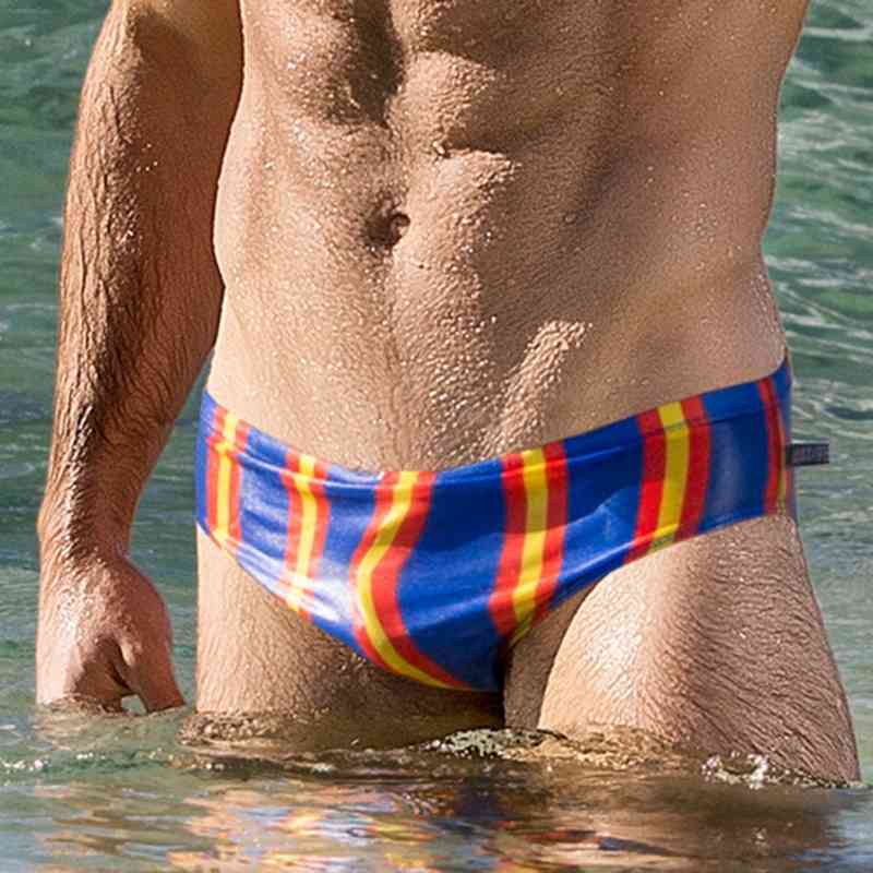 Men Swimsuit Striped nice beach pants Man Drawstring Swimming Suit Beachwear Elastic Quick Dry Breathable Swim Briefs Man 210515