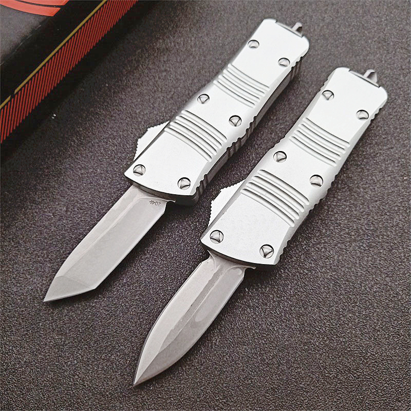 High End Silver MT UT Automatic Tactical Knife D2 Stone Wash Blade CNC 6061-T6 Handle EDC Gift Knives With Nylon Bag
High End Silver MT UT Automatic Tactical Knife D2 Stone Wash Blade CNC 6061-T6 Handle EDC Gift Knives With Nylon Bag