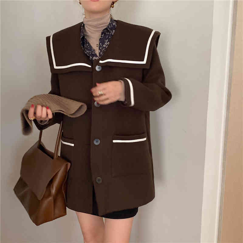 Comelsexy Lambswool Big Collar Sweet Warm Outerwear Women Casual Office Lady Street Loose Coat Plush Jackets Tops 210515
