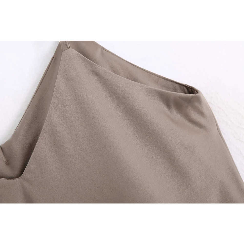 Women Dress Camisole Gathered V-neck Midi Dress Satin Thin Strap elegant Femme Robe Ropa Mujer Vestidos 210709