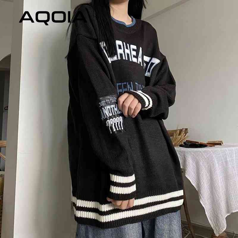 Streetwear Loose Letter Embroidery Women Sweaters Oversize Knit Woman Sweater Winter Fashion Female Pullover Clothing 210521, Random color
Streetwear Loose Letter Embroidery Women Sweaters Oversize Knit Woman Sweater Winter Fashion Female Pullover Clothing 210521, Random color
