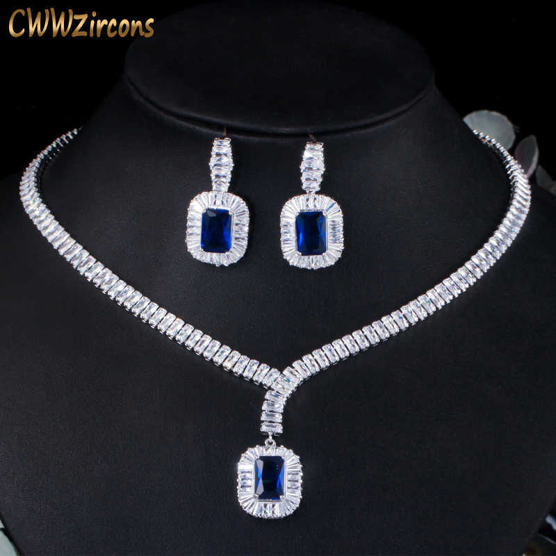 Bling Square Drop Dark Blue Cubic Zircon Necklace and Earring Party Jewelry Set for Wedding Brides T507 210714, White
Bling Square Drop Dark Blue Cubic Zircon Necklace and Earring Party Jewelry Set for Wedding Brides T507 210714, White