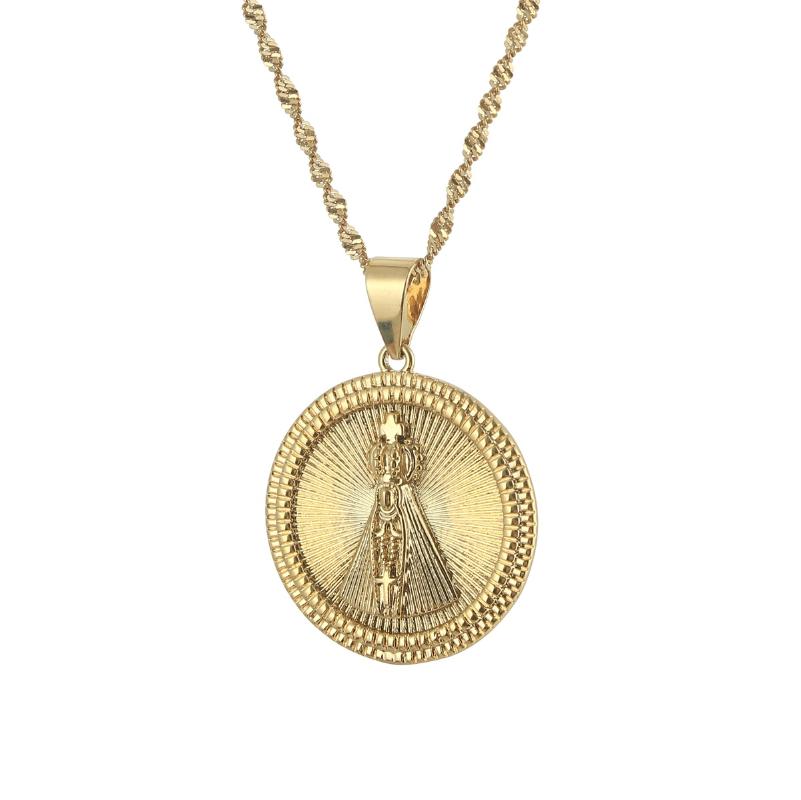 Chains Gold Color Round Our Lady Of Aparecida Jesus Cross Pendants Virgin Mary Necklaces Luxury Jewelry Accessories, Silver
Chains Gold Color Round Our Lady Of Aparecida Jesus Cross Pendants Virgin Mary Necklaces Luxury Jewelry Accessories, Silver
