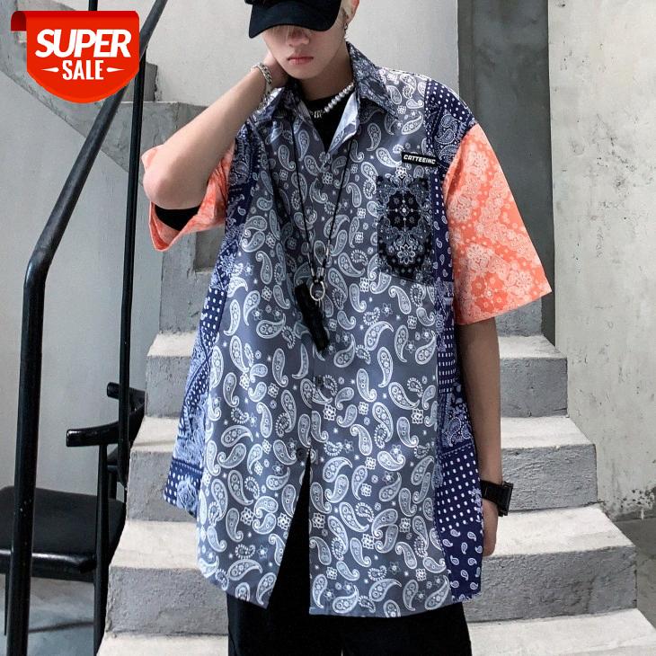 Cashew flower color matching lazy wind loose hip-hop couple short-sleeved shirts street flow half-sleeved for men and women #qh28, White;black
Cashew flower color matching lazy wind loose hip-hop couple short-sleeved shirts street flow half-sleeved for men and women #qh28, White;black