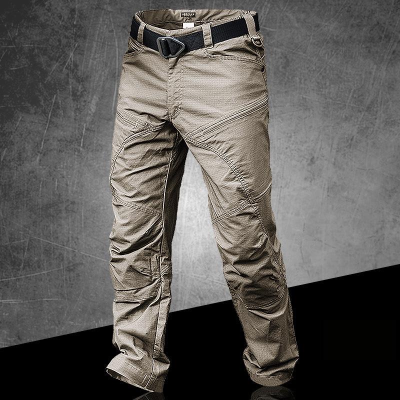 Summer Waterproof Tactical Jogger Pants For Men, Casual Cotton Cargo Trousers In Army Black B4