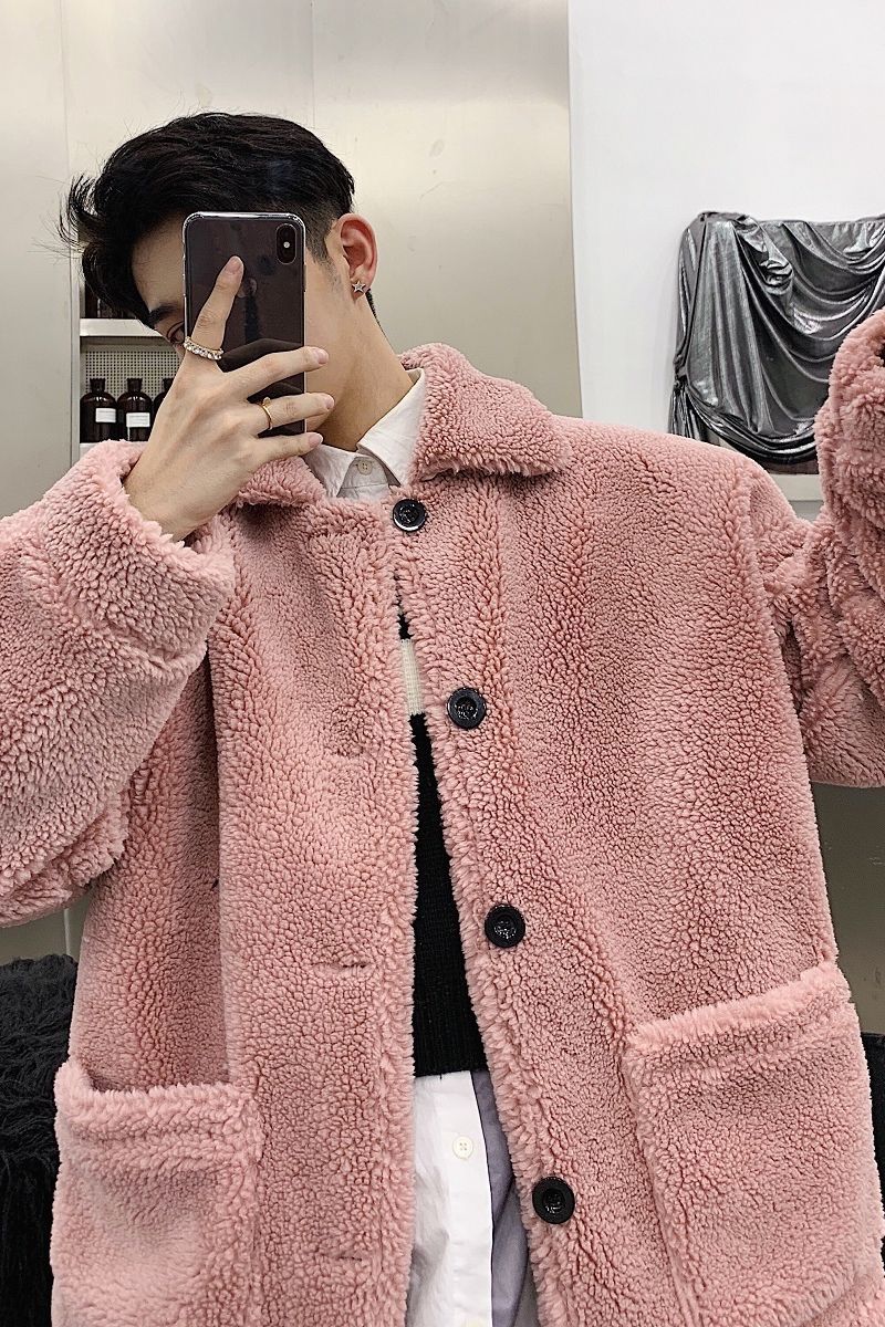 IEFB high qualtiy comfortable fur coat thickened Lapel men's single breasted double pockets oversized fur clothes couple 210524