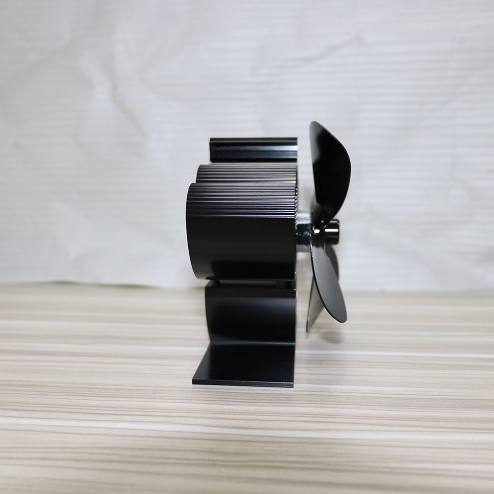 Black Hair 4 Blade Thermal Heat Driven Pellet Tile Fan Oven Wood Brander Eco Fan Tool for Decorative Accessories Portal