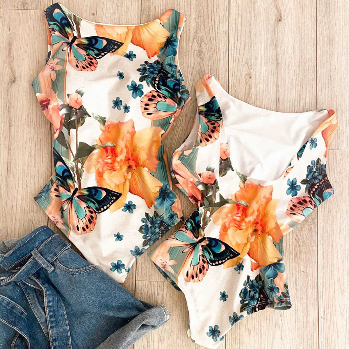 Swimsuits For Women Plus Size Swimwear Female Swimsuit Floral Bathing Suit Backless Swimming Retro Monokini Swim 210625