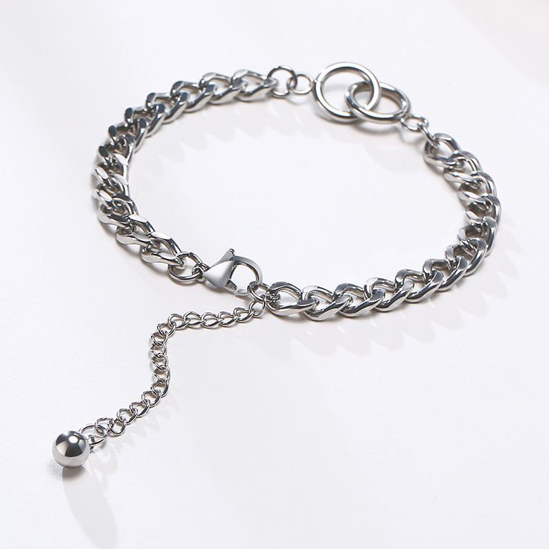 Bangle 2021 Stainless Steel Double Ring Accessories Chain Bracelet Color Female Titanium Jewelry For Women And Men Armband