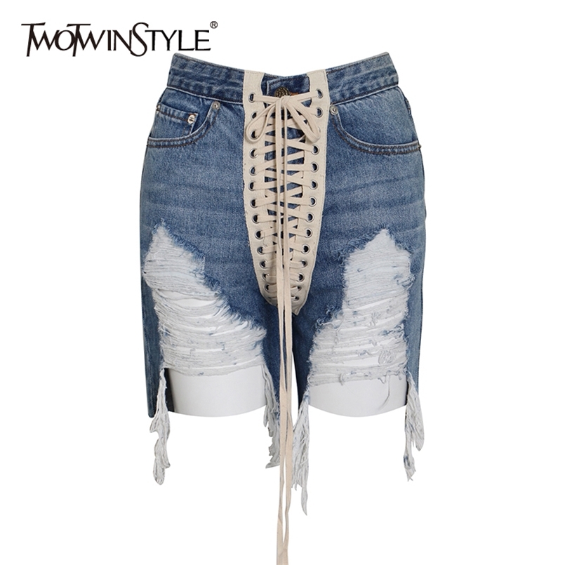 Patchwork Cross Strap Denim Women's Shorts High Waist Hole Tassel Streetwear Female Summer Fashion 210521, Blue
Patchwork Cross Strap Denim Women's Shorts High Waist Hole Tassel Streetwear Female Summer Fashion 210521, Blue