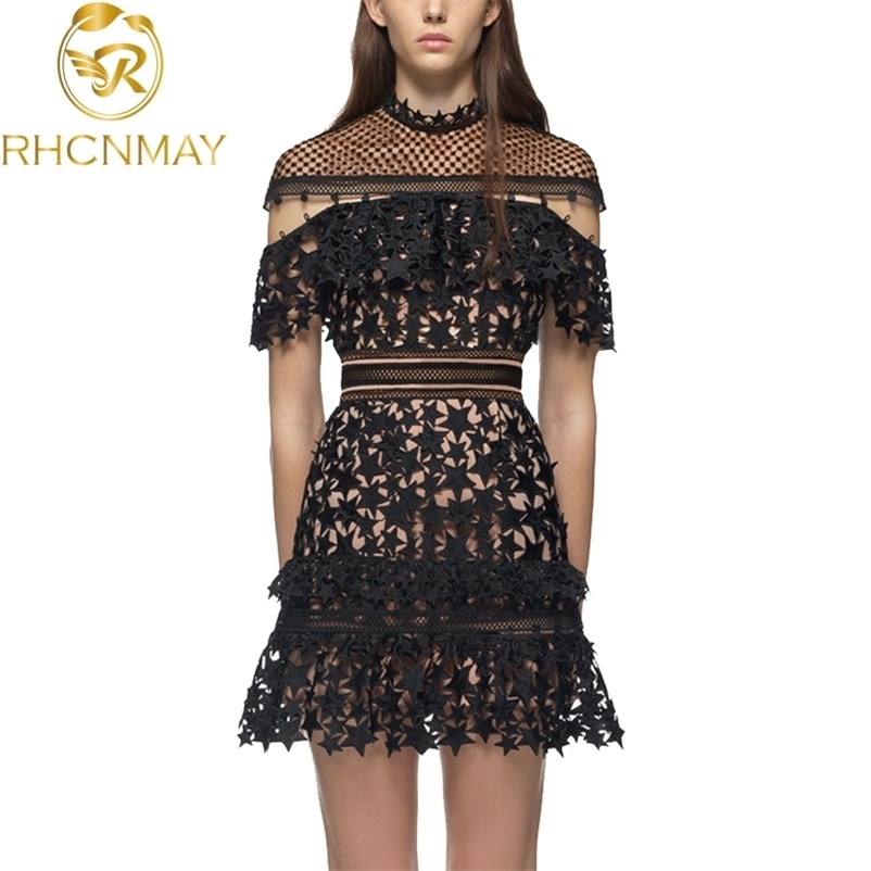 Summer Self Portrait Runway Lace Dress Women Black Hollow Out Star Crochet Cloak Sleeve A-Line Dresses Party Dress Vestidos 210515
Summer Self Portrait Runway Lace Dress Women Black Hollow Out Star Crochet Cloak Sleeve A-Line Dresses Party Dress Vestidos 210515