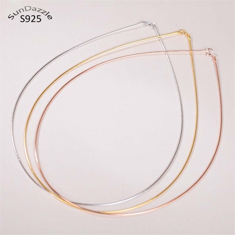 Genuine Real Pure Solid 925 Sterling Silver Necklace for Women Punk Rock Rose Gold Snake Chains Jewelry Female Necklaces 211015