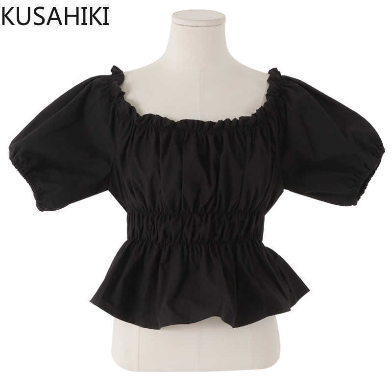 KUSAHIKI Off Shoulder Puff Sleeve Womens Tops Korean Folds Slim Waist Ruffle Short Blouse Summer Sweet Blusas Shirt 6J240 210602, White
KUSAHIKI Off Shoulder Puff Sleeve Womens Tops Korean Folds Slim Waist Ruffle Short Blouse Summer Sweet Blusas Shirt 6J240 210602, White