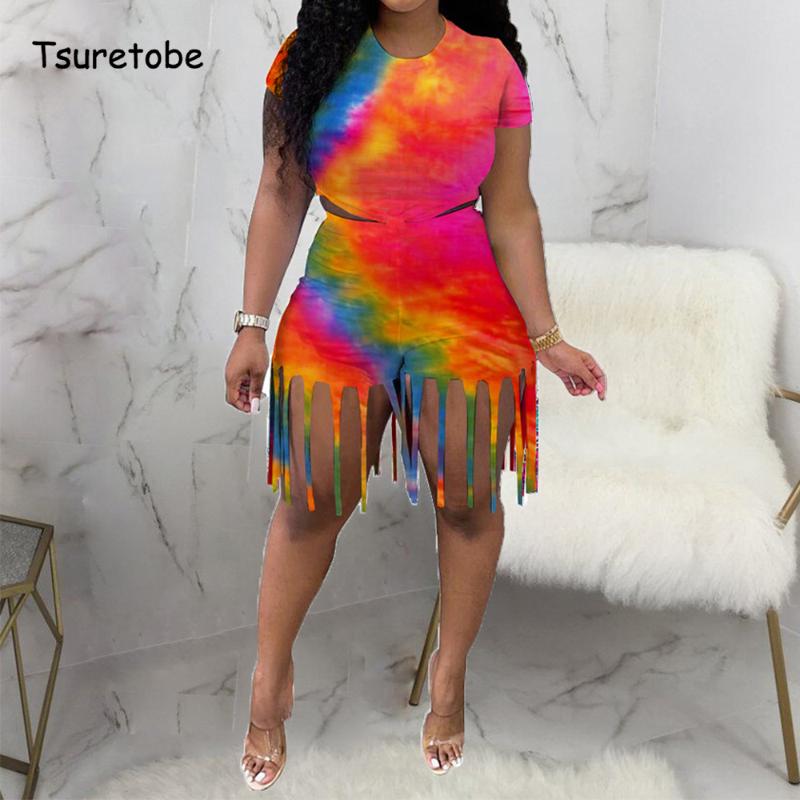 Women' Tracksuits Tsuretobe Print Tassel Two Piece Set Women Summer O-Neck Crop Top Bodycon Mini Shorts Sexy Streetwear Slim Casual Outfits, Blue
Women' Tracksuits Tsuretobe Print Tassel Two Piece Set Women Summer O-Neck Crop Top Bodycon Mini Shorts Sexy Streetwear Slim Casual Outfits, Blue