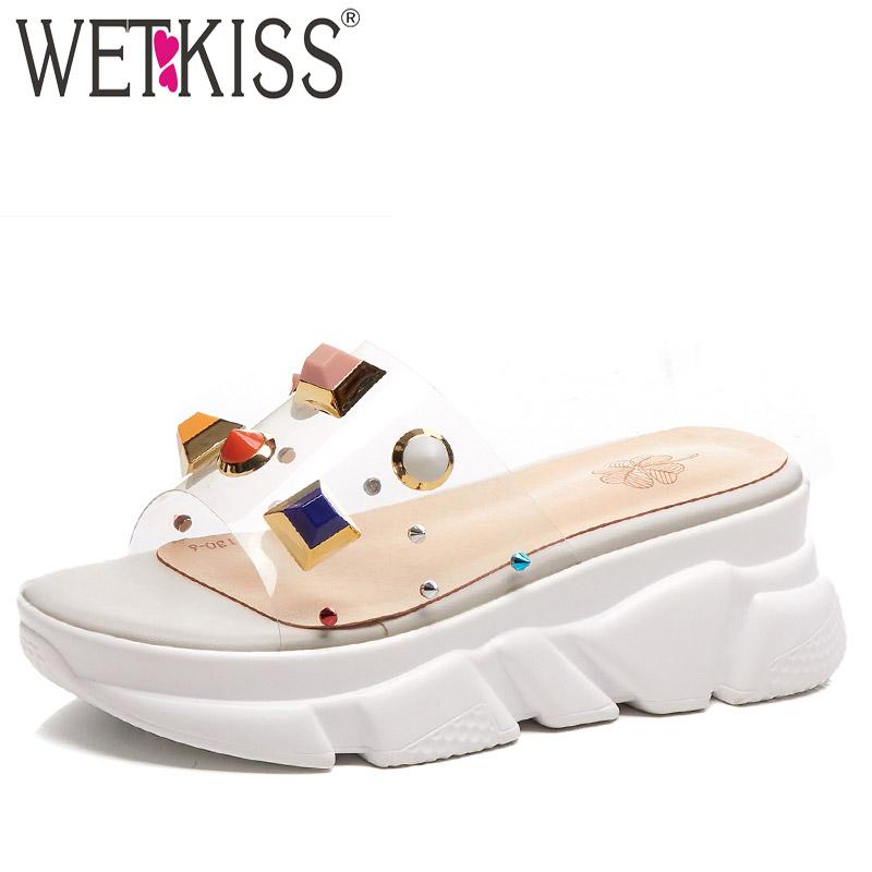 Slippers WETKISS Transparent Pvc Women Open Toe Footwear Wedges Fashion Slides Shoes Female Mules Platform Woman Summer, Black
Slippers WETKISS Transparent Pvc Women Open Toe Footwear Wedges Fashion Slides Shoes Female Mules Platform Woman Summer, Black