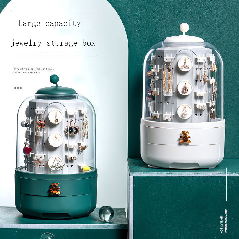 Jewery Storage Box Makeup Organizer Earring Dispay Stand Braceet Neckace Pastic Box arge Capacity 360 Degree Rotation
Jewery Storage Box Makeup Organizer Earring Dispay Stand Braceet Neckace Pastic Box arge Capacity 360 Degree Rotation