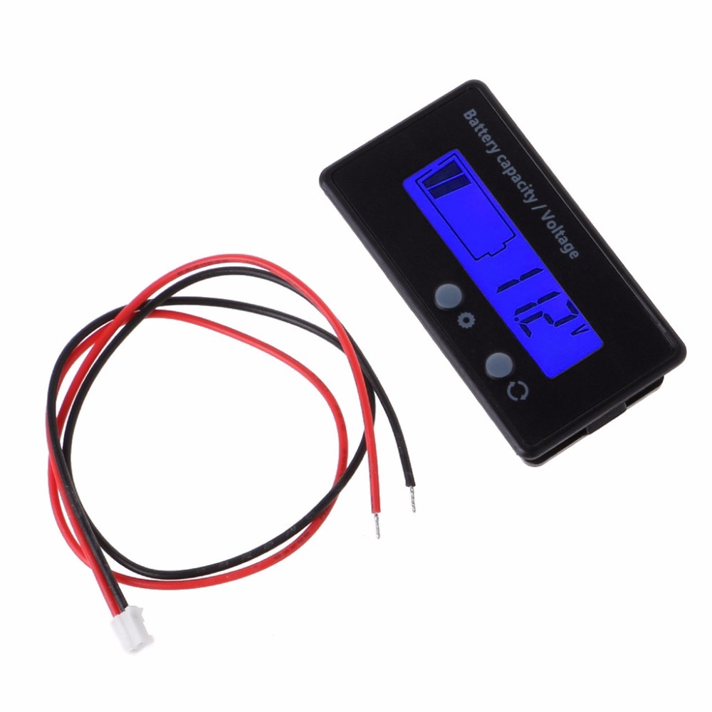 8-70V Blue Lcd Acid Lead Lithium Battery Capacity Voltmeter Gauge 2in1 Electric Meter Tester Tool