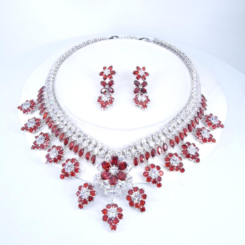 Earrings & Necklace 2021 Fashion Luxury Retro Dubai Style Red Flowers Zircon Earring Set,wedding Bride Dinner Party Formal Jewelry Set, As pic
Earrings & Necklace 2021 Fashion Luxury Retro Dubai Style Red Flowers Zircon Earring Set,wedding Bride Dinner Party Formal Jewelry Set, As pic