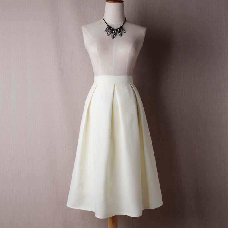 Neophil Summer Ladies Black Pleated Ball Gown Skater Midi Skirts Solid Plus Size XXXL Office Wear Tutu Saias S8322 210621