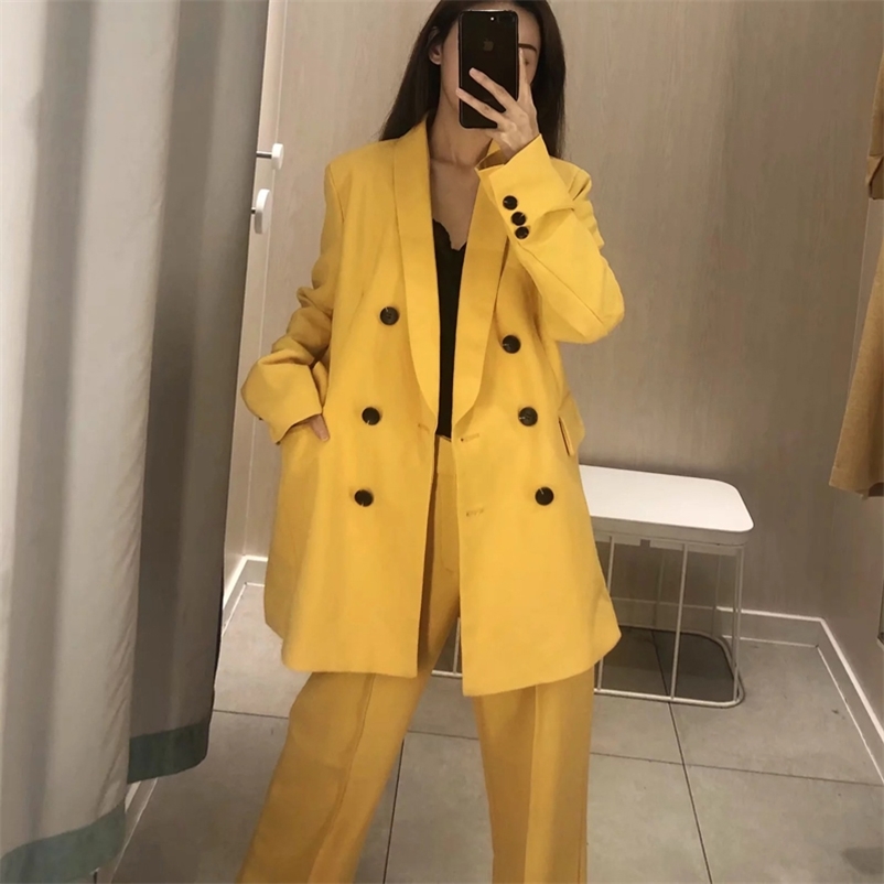 women fashion solid double breaste blazer office lady summer autumn elegant Blazer suit 210519, Yellow pant
women fashion solid double breaste blazer office lady summer autumn elegant Blazer suit 210519, Yellow pant