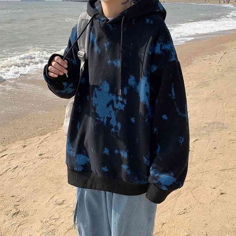 tie dyed sweater brand hoods spring and autumn men's coat korean fashion handsome loose versatile, Black
tie dyed sweater brand hoods spring and autumn men's coat korean fashion handsome loose versatile, Black