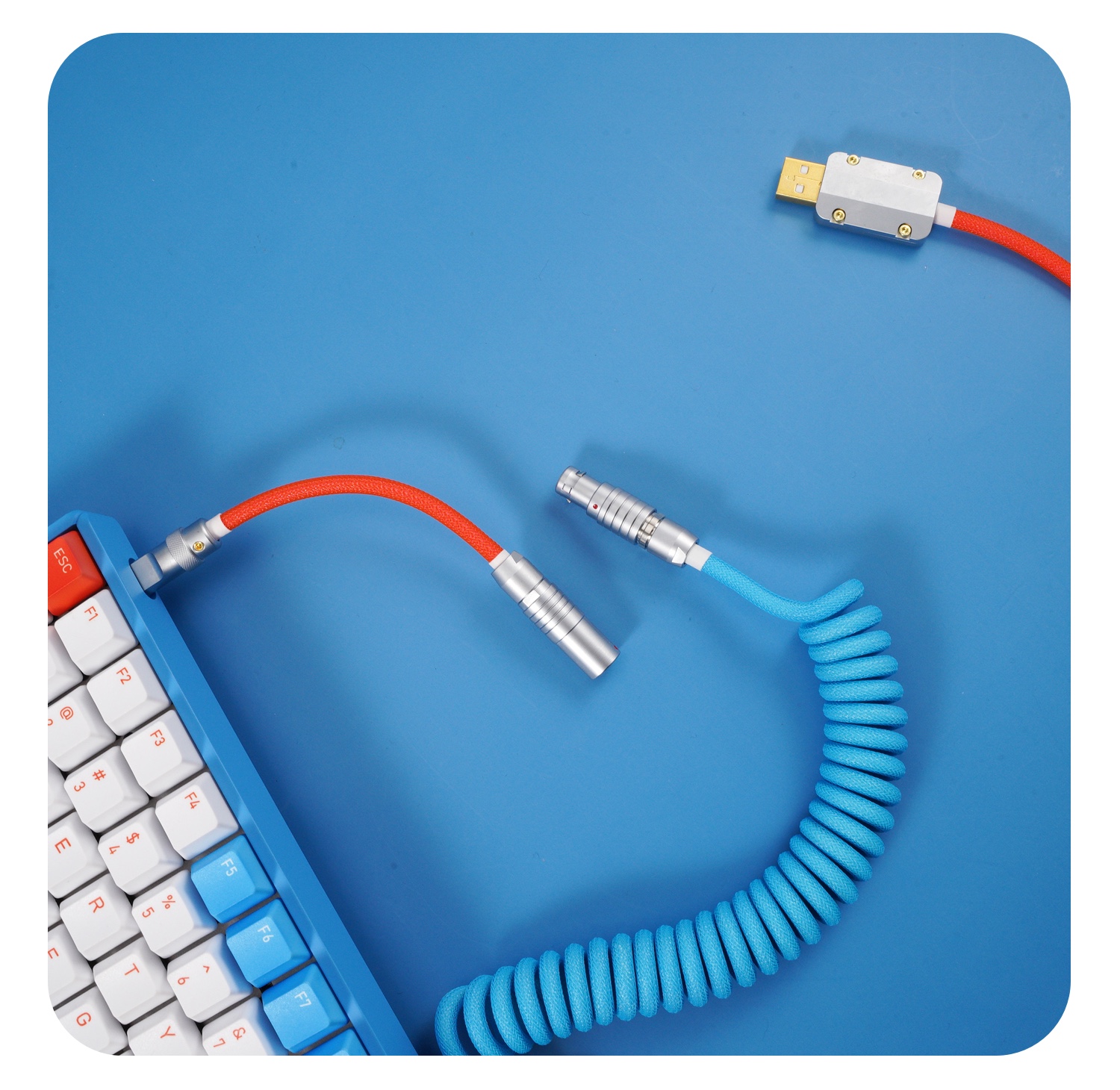 GeekCable Handmade Mechanical Keyboard Cable Theme Cable For IQUNIX F96 Sky City Colorway Line