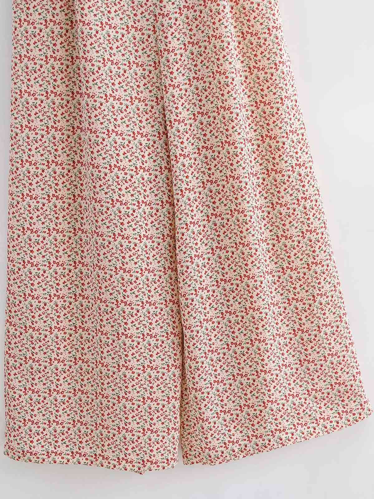 Women's Collar Sleeveless Suspenders Rompers Vintage Fashion Floral Print Back Bow Casual Loose Chic Female Jumpsuit 210507