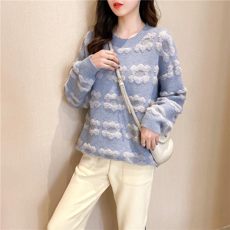 Autumn And Winter Women's Mid-length Pullover Sweater Scarf Two-piece Korean Loose Fashion Base 210427