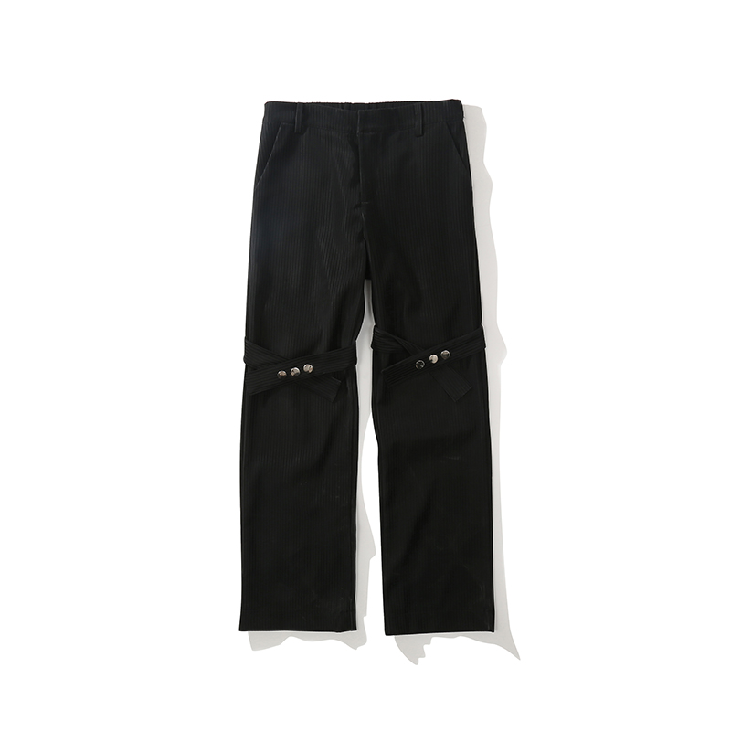 Knee Lace Up Straight Casual Trousers for Men and Women High Street Oversize Cargo Pants Baggy Hip Hop Overalls