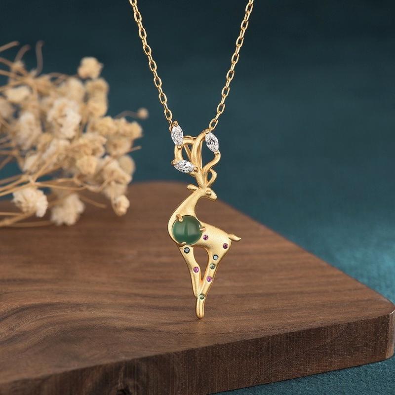 Pendant Necklaces Sika Deer Chalcedony Necklace For Women 2021 Aesthetic Chinese Retro Accessories Classic Luxury Jewelry Vintage Gift
Pendant Necklaces Sika Deer Chalcedony Necklace For Women 2021 Aesthetic Chinese Retro Accessories Classic Luxury Jewelry Vintage Gift