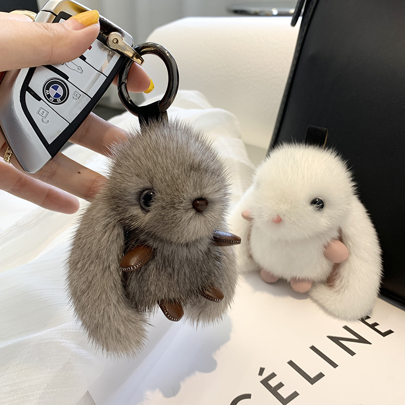 Mink Plush Cute Net Red Rabbit Pendant Female Schoolbag Doll Fur Car Key Chain Bag