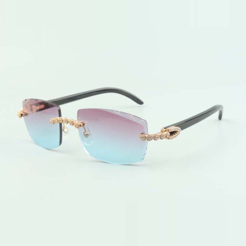 Bouquet Diamond buffs Sunglasses 3524015 with Natural black buffalo horn glasses and cut Lens 3.0 Thickness
