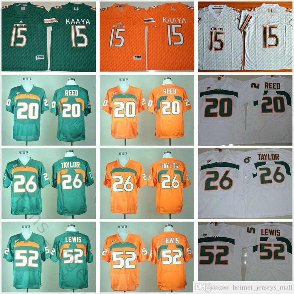 NCAA Miami Hurricanes Football Jerseys College 20 Reed 15 Brad Kaaya 26 Sean Taylor 52 Ray Lewis Stitched Jersey Green Orange White, Black
NCAA Miami Hurricanes Football Jerseys College 20 Reed 15 Brad Kaaya 26 Sean Taylor 52 Ray Lewis Stitched Jersey Green Orange White, Black