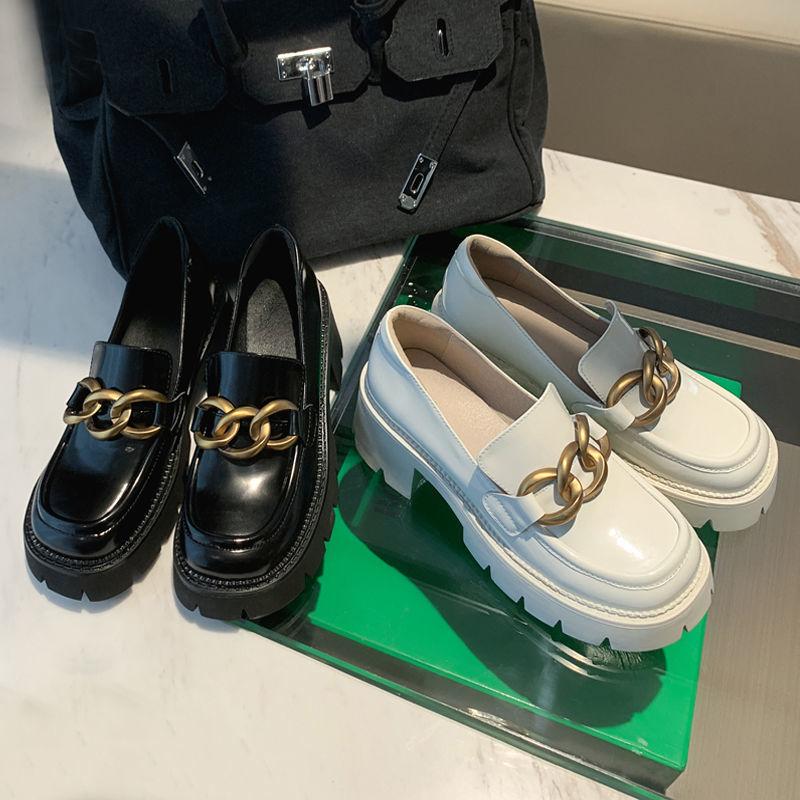 Dress Shoes Loafers Women British Style Thick Bottom 2021 Heel White Patent Leather Chain, Black
Dress Shoes Loafers Women British Style Thick Bottom 2021 Heel White Patent Leather Chain, Black