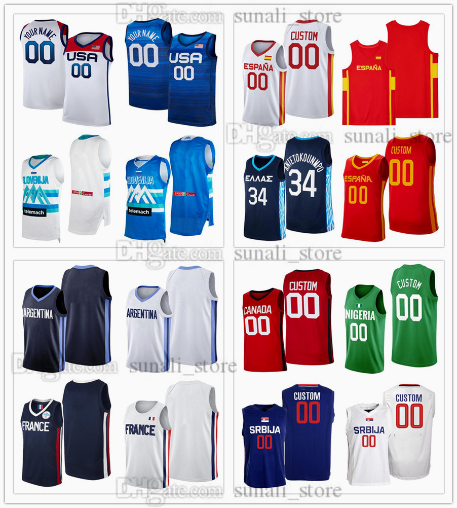 2021 Basketball Jerseys Tokyo Olympics 77 Doncic 4 Gasol 34 Antetokounmpo 7 Campazzo 10 Fournier Durant Slovenia Greece Canada France Spain USA American Argentina, White
2021 Basketball Jerseys Tokyo Olympics 77 Doncic 4 Gasol 34 Antetokounmpo 7 Campazzo 10 Fournier Durant Slovenia Greece Canada France Spain USA American Argentina, White