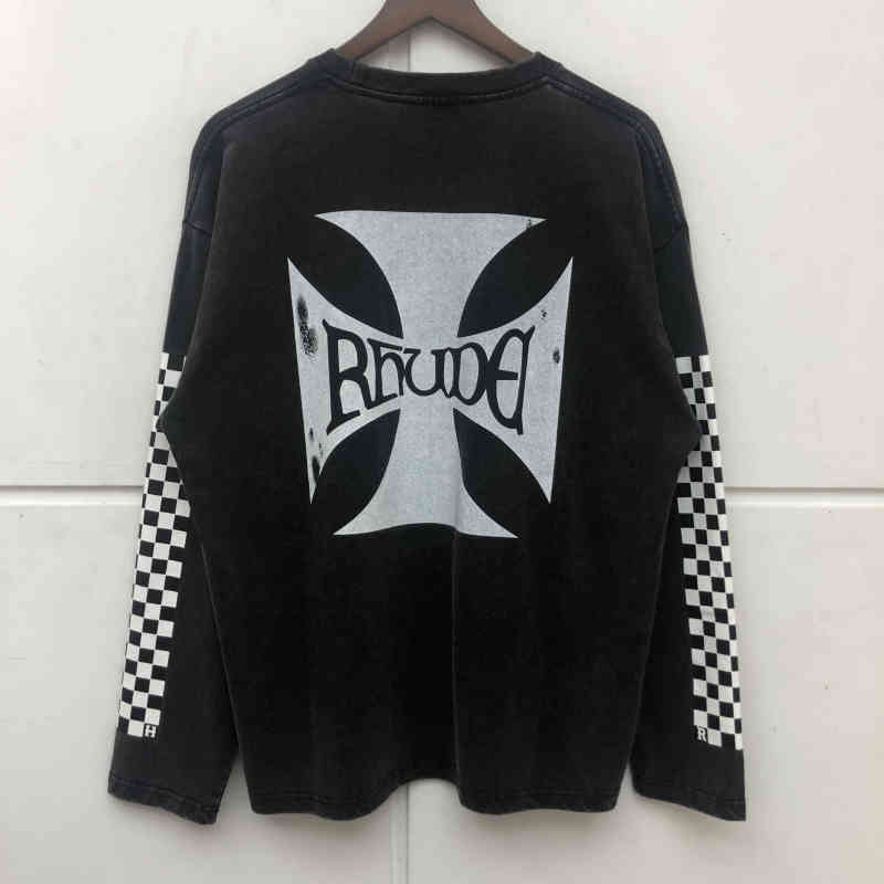 2021fw Rhude T-shirt Men Women High Quality Vintage Long Sleeve t Shirt Checkered Cross Printing Tee Tops
2021fw Rhude T-shirt Men Women High Quality Vintage Long Sleeve t Shirt Checkered Cross Printing Tee Tops