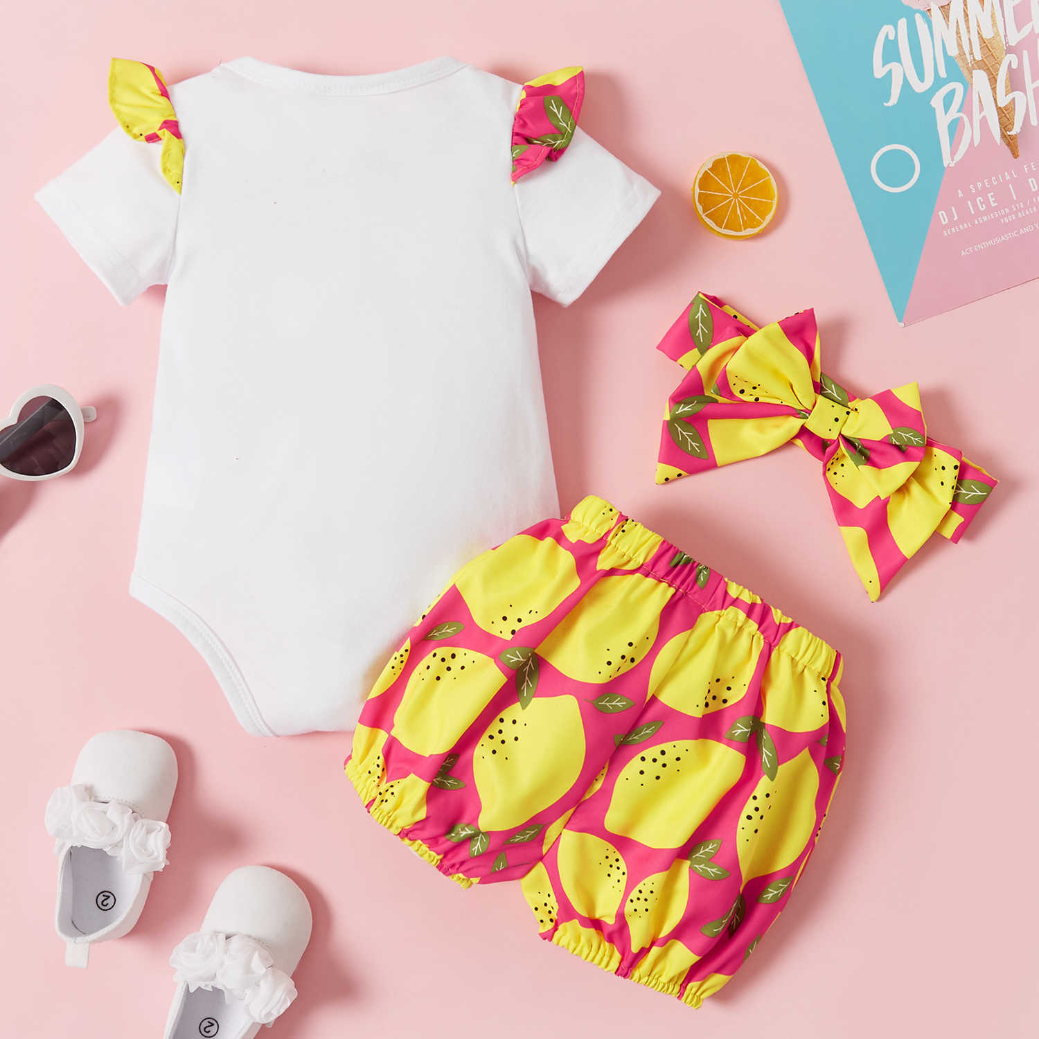 Arrival Summer 3pcs Short-sleeve Cotton fruit Set Baby's Clothing 210528