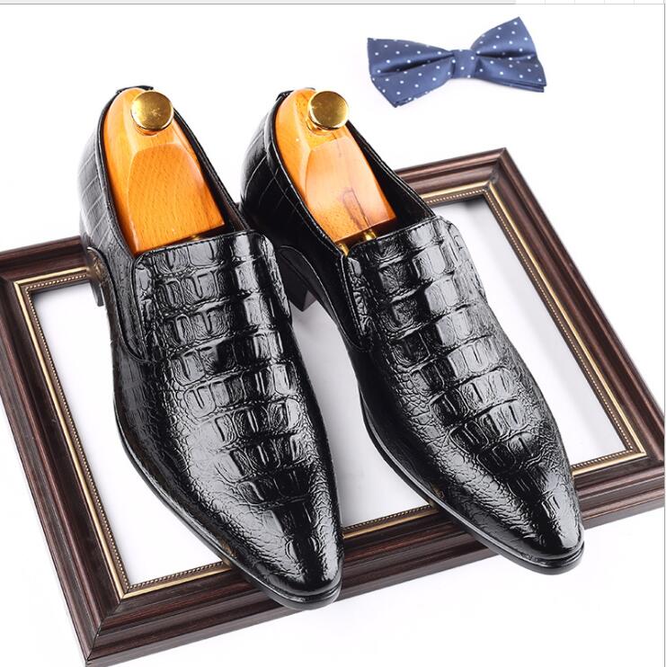 New England Pointed Business Fashion Crocodile Lines Tide Men's Shoes Low Help Classic Leather Shoes Casual Single Shoes