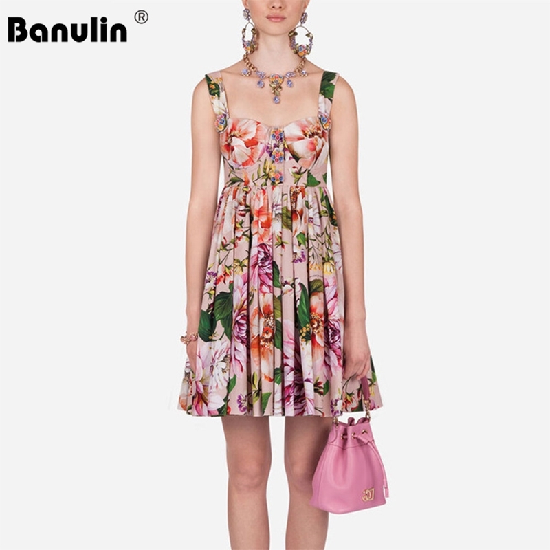 Banulin Summer Runway Dress Women Elegant Multicolor Floral Print Button Spaghetti Strap Draped Vintage Ladies Mini 210603, Pink
Banulin Summer Runway Dress Women Elegant Multicolor Floral Print Button Spaghetti Strap Draped Vintage Ladies Mini 210603, Pink