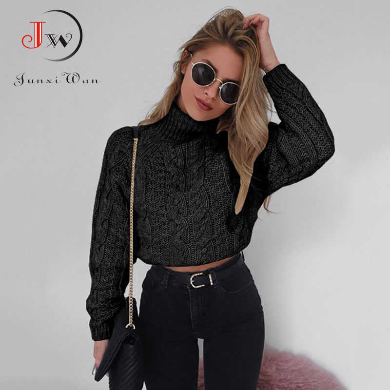 Fashion Knitted Sweater Women Autumn Winter Long Sleeve Turtleneck Short Pullovers Knitwear Jumper Pull Femme 211007