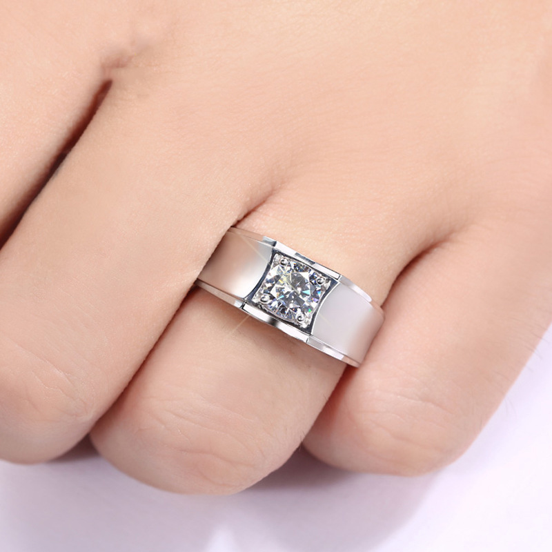 Male Solitaire 2ct Lab Sona Diamond Ring 925 sterling silver Engagement Wedding band Rings for men Gemstones Party accessory