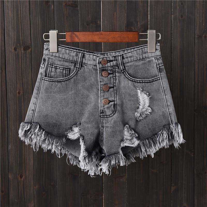 Summer Casual Summer Women Jeans Shorts High Waist Fur-lined Button Pockets Denim Shorts W782 210526