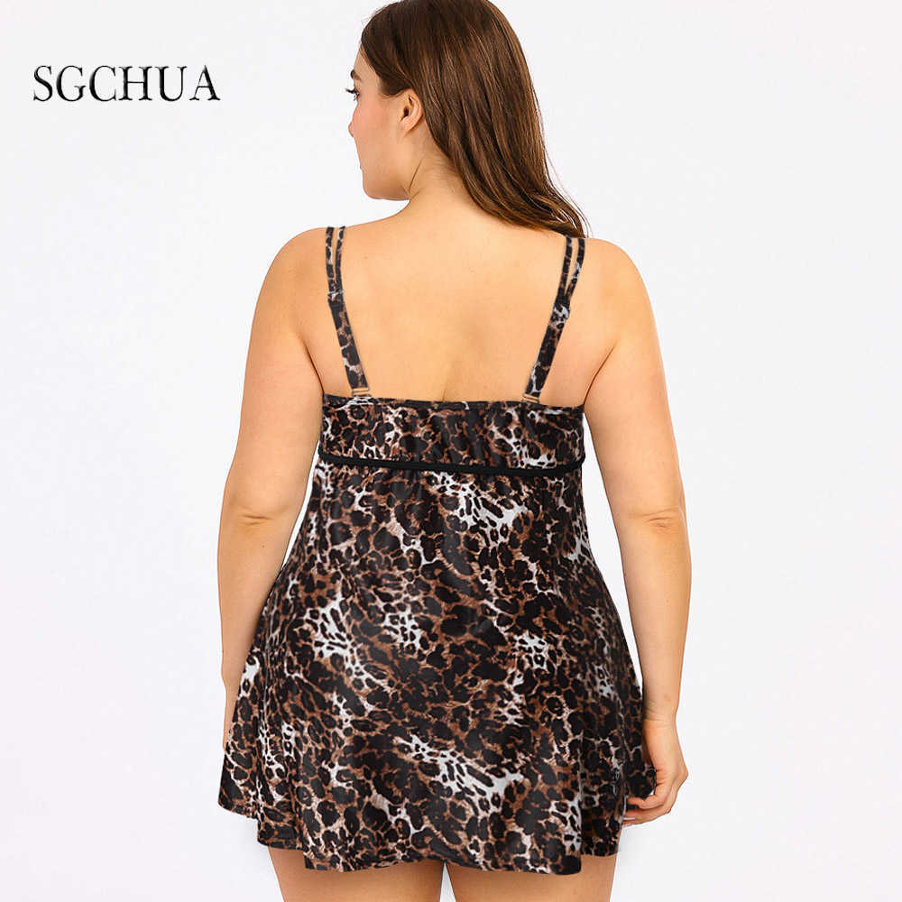 SGCHUA Blue Print Dot Bird Separate Swimsuit Women Bow Plus Size 5XL Two Piece Swimwear with Skirt Fat Beach Bathing Suit 210625