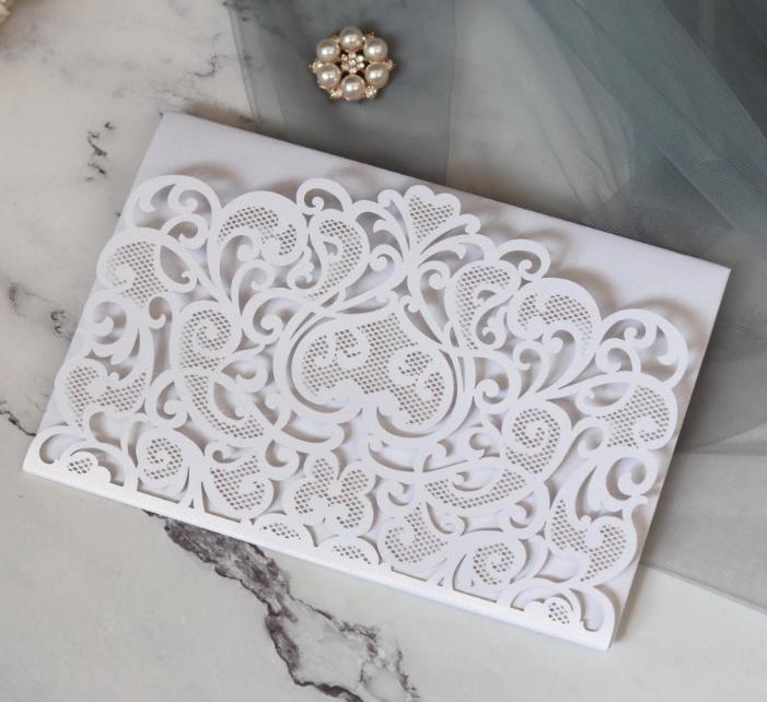 2021 Ivory Customizable Laser Cut Tri-fold Wedding Invitation, Invites With Respond Card And Envelope, Invite for Wedding, Birthday
