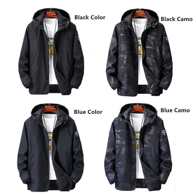Outdoor Jacket 150KG Black Large Sizes Plus 6XL 7XL 8XL 9XL 10XL Mens Coats Hooded Removed Man Spring Autumn Camo Blue Hoodies 210818