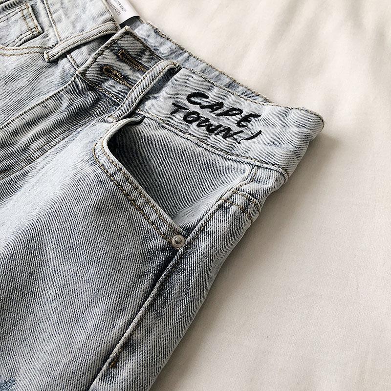 Womens Summer Casual Loose Denim Shorts Slim High Waist Jeans Fashion Embroidered Letter Wide Leg Women's