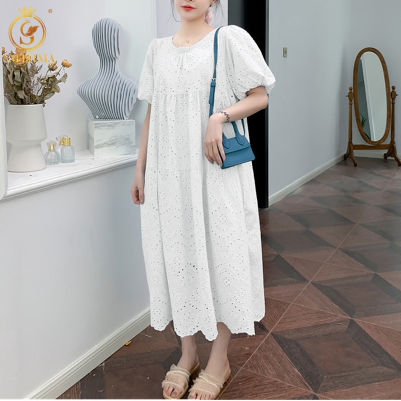 Fashionable Plus Size Lace Hollow Out Embroidery Dresses Women's Sweet Puff Sleeve Korean Chic Loose Long Dress Vestidos 210520, Photo color
Fashionable Plus Size Lace Hollow Out Embroidery Dresses Women's Sweet Puff Sleeve Korean Chic Loose Long Dress Vestidos 210520, Photo color