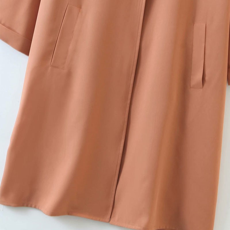 Autumn Product Solid Color Loose Long-sleeved Drape Woman's Jacket Long Over-the-knee Temperament Female Coat Tops 210507