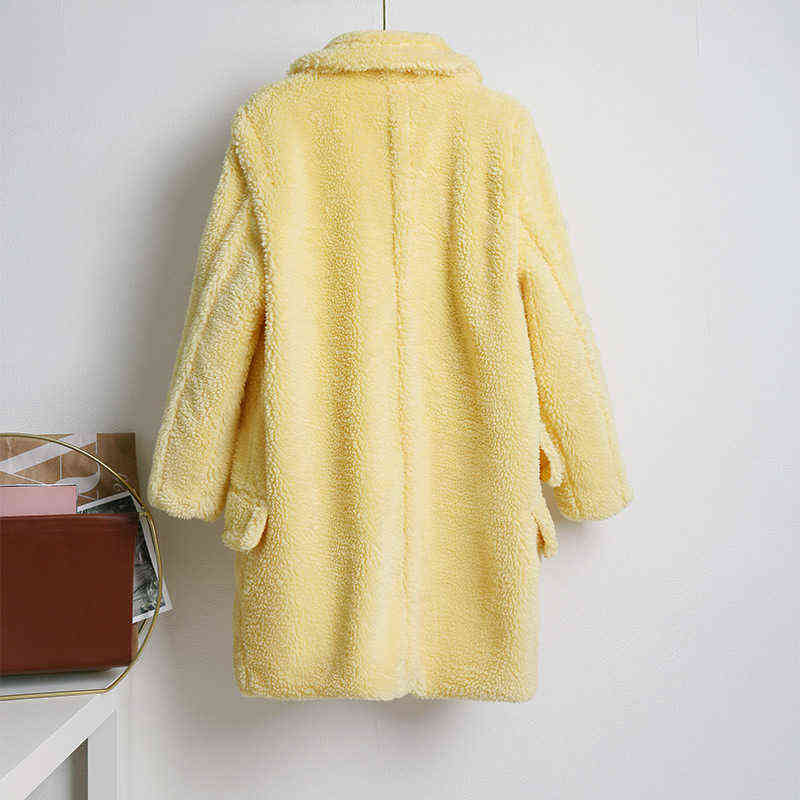 Fluffy Thick Warm Faux Fur Coat Women Artificial Plush Jacket Women's Teddy Bear Coats Female Winter Solid Button Jackets 211123