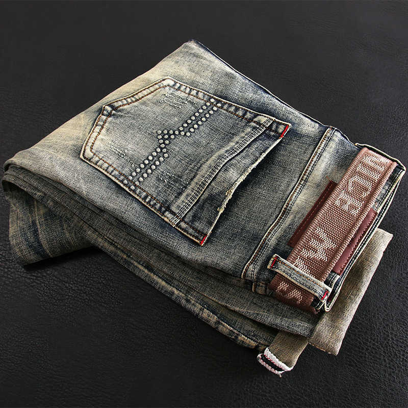 Italian Style Fashion Men Jeans High Quality Retro Distred Elastic Slim Ripped Vintage Designer Casual Denim Pants SKPK, Retro yellow blue
Italian Style Fashion Men Jeans High Quality Retro Distred Elastic Slim Ripped Vintage Designer Casual Denim Pants SKPK, Retro yellow blue